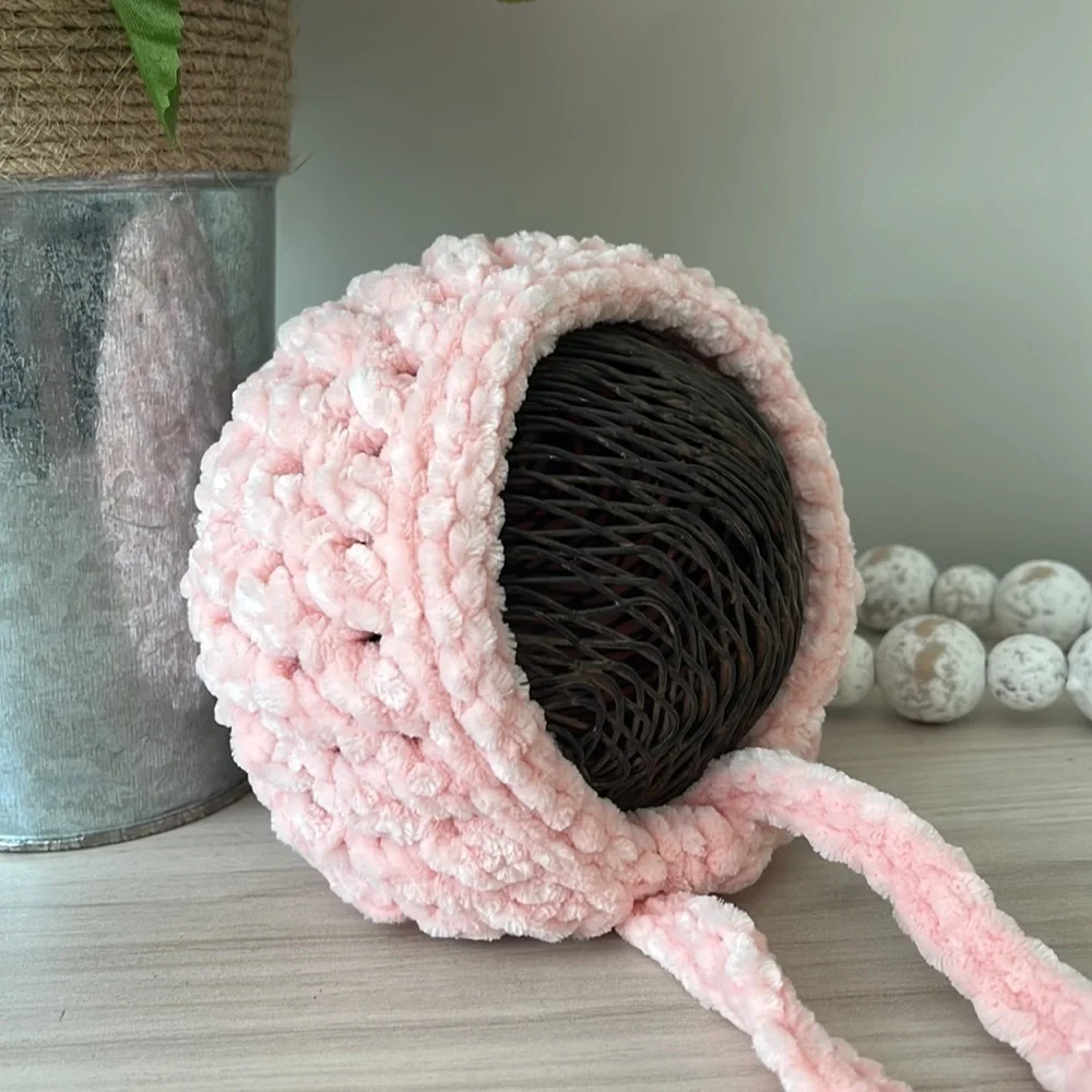 Velvet Crochet Baby Bonnet
